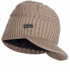 EdiBazzar Téli sapka silddel, meleg, khaki színű, bélelt, rugalmas férfi sapka (Ciepła zimowa czapka męska z daszkiem)