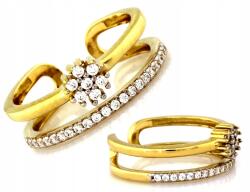 Lovrin Dupla, 585-ös arany gyűrű, dupla soros, ragyogó cirkóniákkal díszítve, 14-es méret (Lovrin)