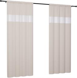 NOW-ART Kész függöny cirkónia kövekkel 145x180 szalagon, ráncolóval, sima matt függöny (Zasłonki z cyrkoniami jasny beż 180)