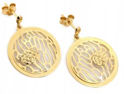 Lovrin Luxus arany fülbevaló 585 áttört mintás mintával, stekkeres, 2.45g, ajándékba, áttört, karika (Lovrin)