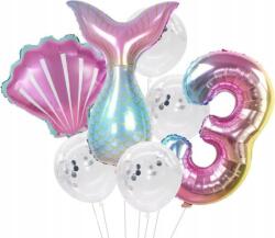  Születésnapi Lufik 7 db konfetti 3 éves születésnap egy sellőlánynak