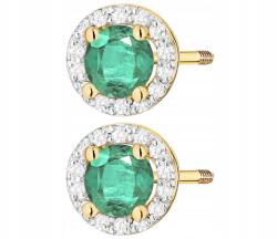 ZŁOCISTO Arany Fülbevaló Brilláns Kövekkel És Smaragdokkal 585 Arany Ajándék (DLA DZIEWCZYNY NARZECZONEJ)