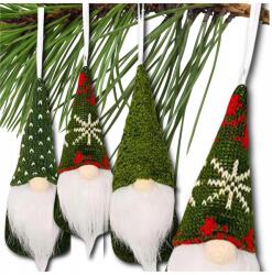 Karácsonyi manó Mikulás zöld 15 cm-es függő készlet 3 db-os gnóm (Świąteczny skrzat Mikołaj 15 cm krasnal)