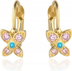 Lovrin Gyermek fülbevaló arany 585 virág színes kövekkel ajándékba (Lovrin 86099)
