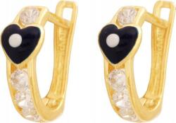 Lovrin Arany Fülbevaló 585 Fehér Zománcos Szív Cirkónia Kövekkel modern design nőknek (Jubiler Lovrin)