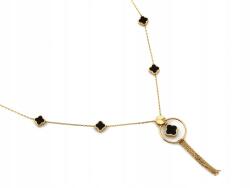 Lovrin Arany nyaklánc 585 divatos fekete virágos medállal és láncokkal r44 (Lovrin)