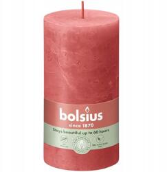 Bolsius Rusztikus virágos rózsaszín oszlopgyertya, tönk gyertya, 13 cm Bolsius Rustic (8717847148087)