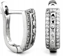 Lovrin 925-ös ezüst fülbevaló modern mintával, angol kapcsos, cirkónia kövekkel, divatos