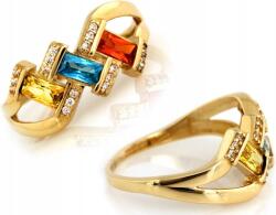 Lovrin Elegáns arany gyűrű 375 csillogó, színes kövekkel, r15-ös méret (Lovrin)