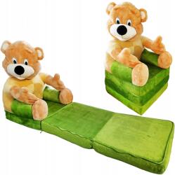 Bobo Kinyitható zöld plüss mackós gyerekfotel (Krzesełko)