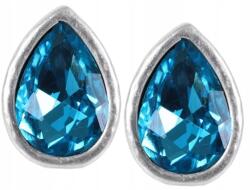 Lovrin 925-ös ezüst fülbevaló lazúrkék cseppekkel, stekkeres, kék csepp alakú bedugós fülbevaló