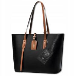 Bad&Bags Női bőr kézitáska Fekete Bad&bags Válltáska Shopper táska Tágas (BAD&BAGS Torebka damska na ramię czarna A4)