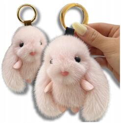 EdiBazzar Mini rózsaszín nyuszi kulcstartó, pomponos táskadísz, puha nyuszika (Mini brelok Królik zawieszka do torebki)