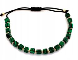Lovrin 585-ös (14 karátos) arany karkötő malachittal, zsinóron 0, 82g gyönyörű női ékszer (43803350)