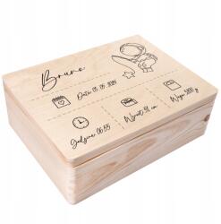 Creative Deco Emlékdoboz születésre, ajándék keresztelőre, anyakönyvi kivonat Uv nyomtatással, 40x30x14 cm (JANCDSD140BCUSTOMASTRONAUTLINEFBM)