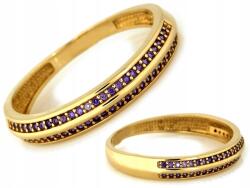 Lovrin Arany gyűrű 585-ös finomságú, lila cirkónia kövekkel, egyedi mintával ajándéknak is kiváló (Lovrin 68773)