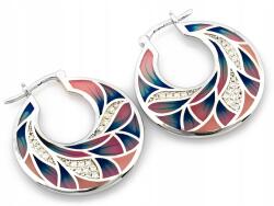 Lovrin Ezüst 925 kerek, zománcozott fülbevaló cirkónia kövekkel, angol kapcsos