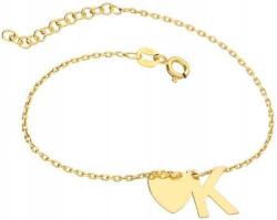 Lovrin Ezüstözött, aranyozott 925-ös ezüst karkötő szív alakú K betűvel, modern divatos mintával (Lovrin 49535)