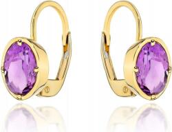 Lovrin Női arany fülbevaló 585 "colorful Stone" kollekcióból ametiszt ovális 14k (stock_523184)