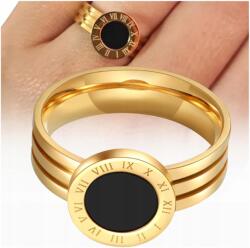  Aranyozott gyűrű, egyszerű arany színű római stílusú karikagyűrű, sebészeti acél, 18K (Złoty pierścionek stal chirurgiczna)