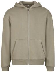 Build Your Brand Puha férfi cipzáros kapucnis pulóver Fluffy - Világos olív | 2XL (BY285-1000384390)