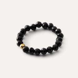 Giorre Rugalmas gyűrű ezüst 925 aranyozott fekete kövek gömb arany (5905804384316)