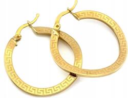  Arany karika fülbevaló görög mintával, 585-ös, 31 mm-es, angol záras, ajándékba is kiváló (KL_1743A_585)