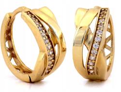 Lovrin Arany fülbevaló 585 kis karika cirkónia kövekkel 14mm ajándék 2.4g ajándékba