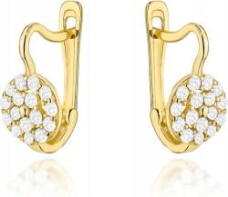 Lovrin Elegáns, 585-ös arany fülbevaló, karika formájú, cirkónia kövekkel, angol kapcsos
