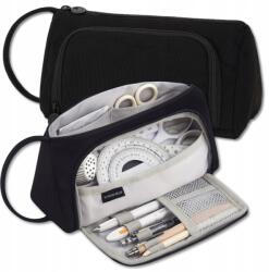  Tollasdoboz, háromrekeszes, multifunkcionális ceruzákhoz, filctollakhoz, kozmetikumokhoz (Piórnik Czarny Saszetka Uchwyt Kosmetyczka)