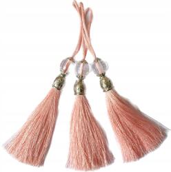 Gipiurowo Ezüst színű gyöngyökkel díszített fülbevaló, lazacszínű, 10 cm (chwost)