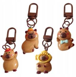 EdiBazzar Kapibara kulcstartó szett, 4 db, műanyag, fém, karabineres akasztó (Brelok z Kapibarą do kluczy 4 szt breloczek)