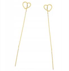 Lovrin Arany színű, 375-ös finomságú, átfűzhető szív alakú fülbevaló, 9 karátos, ajándéknak is kiváló (Lovrin)