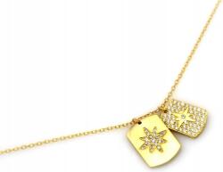 Lovrin Ezüst nyaklánc aranyozott 925, két medál cirkónia kövekkel, 45 cm