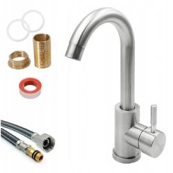  Mosdó Csaptelep Álló Forgó Kifolyócső Szálcsiszolt Szatén Acél (PF610006)