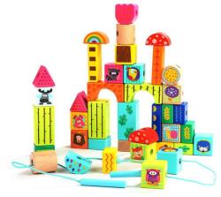  Erdei állatok-építőkocka és fűzőcske együtt