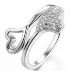 Lovrin 925-ös ezüst gyűrű, finom, szíves, r16-os méret, divatos ajándék hölgyeknek (Lovrin 64083)