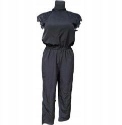 Pieces Rövid Ujjú Csipkés Kombiné, Kényelmes, Elegáns, Fekete, S (UB000079)