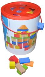 Építőkocka, kerek dobozos (50 db-os, színes)