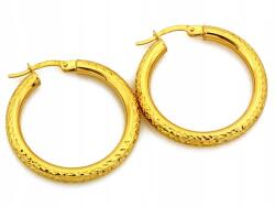 Lovrin 585-ös sárga arany fülbevaló, 28 mm-es, gyémántcsiszolású karika, divatos ajándék