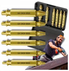 Csavarhúzók törött csavarokhoz 6db-os Csavar tok szett (Komplet wykrętaków do śrub urwanych 6 sztuk)