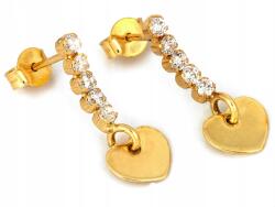 Lovrin Ezüstözött, cirkóniával és szívvel díszített, aranyozott fülbevaló 925-ös jelzéssel, 1, 23g, divatos ajándék