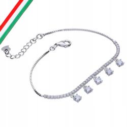 Lovrin 925-ös ezüst karkötő fehér cirkóniákkal a láncon 20 cm divatos minta (Lovrin)