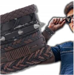 EdiBazzar Punk stílusú, 6 darabos barna férfi bőr karkötő szett, állítható, rockos (5905884062999)