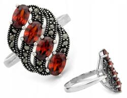 Lovrin Ezüst gyűrű 925 piros cirkónia kövekkel, elegáns design, 20-as méret (44242726)