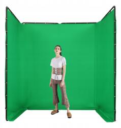  Háttértartó állvány, 4x2, 4 m-es fotóháttértartó állvány zöld szövettel (300X500)