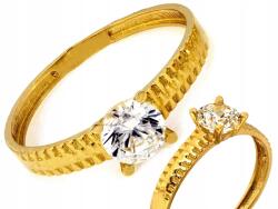 Lovrin Finom mintájú, 585-ös arany eljegyzési gyűrű cirkónia kővel, 13-as méret, 14 karátos (Lovrin)