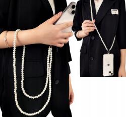  Nyakpánt Fehér gyöngyök telefonhoz, erős, hosszú gyöngyös kulcstartó