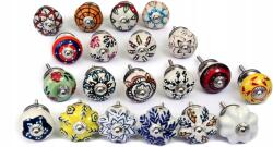  Színes Kerámia Gombok Mintákkal 20 Db Szekrény FióK Szekrényekhez Díszítő MIX (NCN-20MIX)