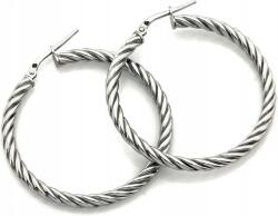 Lovrin Női 925-ös ezüst karika fülbevaló, csavart mintával, angol kapcsos, 39 mm-es, divatos ajándék (Lovrin)